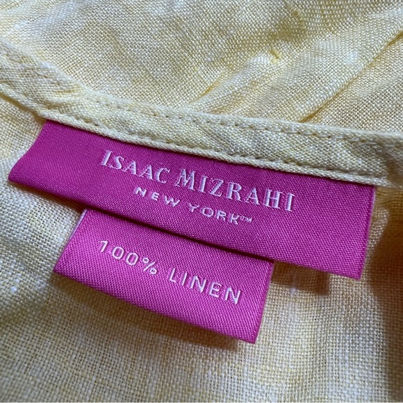 Isaac Mizrahi New York 100% Linen Yellow Sleeveless Cottagecore Top Blou… - Picture 7 of 13
